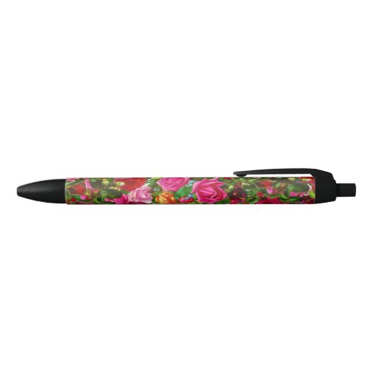 Elegant  Floral Roos Garden Blossom Zwarte Inkt Pen (Bovenkant)