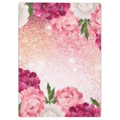 Elegant Floral Roos Glitter design Klembord (Achterkant)