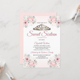 Elegant Floral Roos Gold Blush Pink 16 Kaart