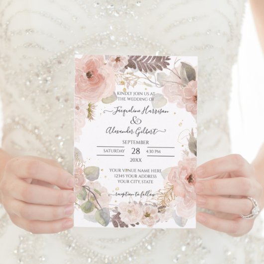 Elegant Floral Roos Gold Eucalyptus Leaf Greenery