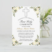 Elegant Floral Roos Gold First Kaart (Staand voorkant)