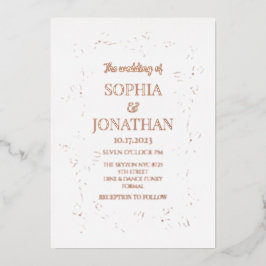 Elegant floral roos gold foil bruiloft folie uitnodiging