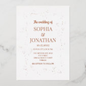 Elegant floral roos gold foil bruiloft folie uitnodiging (Voorkant)