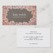 Elegant Floral Roos Gold Rozen Interior Designer Visitekaartje (Voorkant / Achterkant)