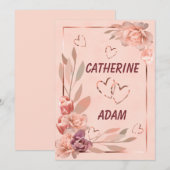 Elegant floral roos goudkleurig roze  rustig kaart (Voorkant / Achterkant)