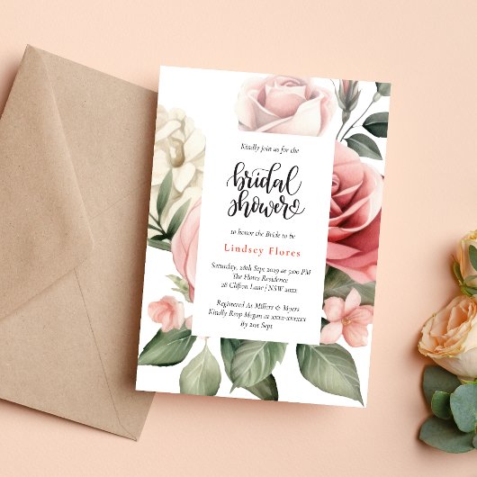 Elegant Floral Roos Greenery Vrijgezellenfeest Kaart