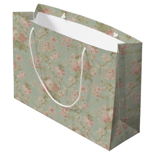 Elegant  Floral Roos Groot Cadeauzakje (Achterkant Gekanteld)