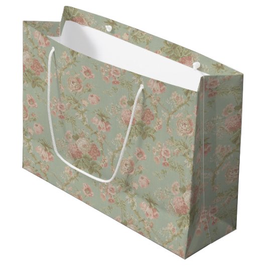 Elegant  Floral Roos Groot Cadeauzakje (Voorkant Gekanteld)