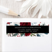 Elegant Floral Roos Holiday Wedding Etiket (Insitu)