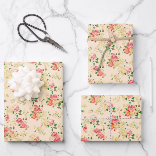 Elegant Floral Roos Inpakpapier Vel (Voorkant)