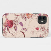 Elegant  Floral Roos iPhone Case (Achterkant (horizontaal))
