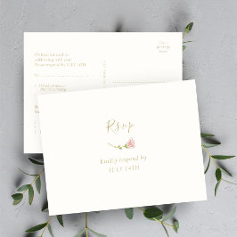 Elegant Floral Roos & Ivoor RSVP Response Briefkaa Briefkaart