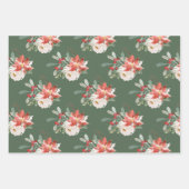 Elegant Floral Roos Kerstmis Inpakpapier Vel (Voorkant 3)