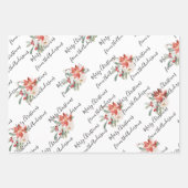 Elegant Floral Roos Kerstmis Inpakpapier Vel (Voorkant)