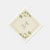 Elegant Floral Roos Metallic Gold Wedding Eggshell Servet (Hoek)