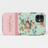Elegant  Floral Roos Monogram Naam Meisje Case-Mate iPhone Case (Achterkant (horizontaal))
