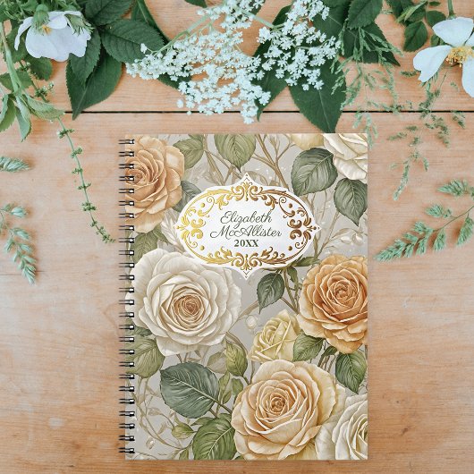 Elegant Floral Roos Patroon met  Lijst Notitieboek