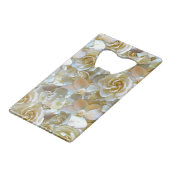 Elegant Floral Roos Petal Pattern Creditkaart Flessenopener (Voorkant Gekanteld)