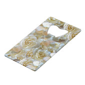 Elegant Floral Roos Petal Pattern Creditkaart Flessenopener (Achterkant Gekanteld)
