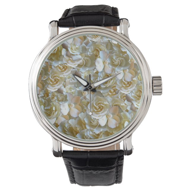 Elegant Floral Roos Petal Pattern Horloge (Voorkant)