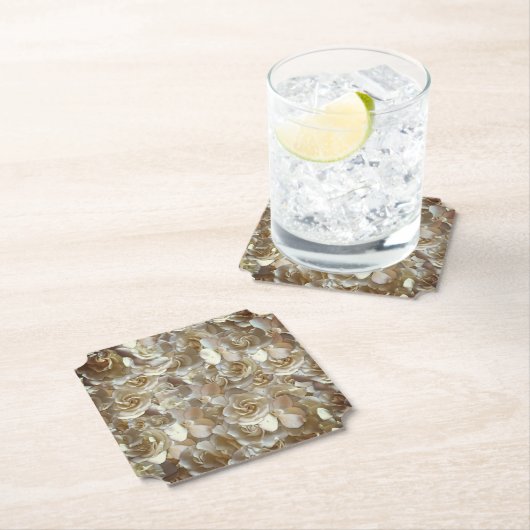 Elegant Floral Roos Petal Pattern Kartonnen Onderzetters (Insitu)