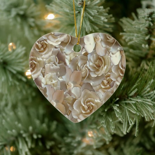 Elegant Floral Roos Petal Pattern Keramisch Ornament (Boom)