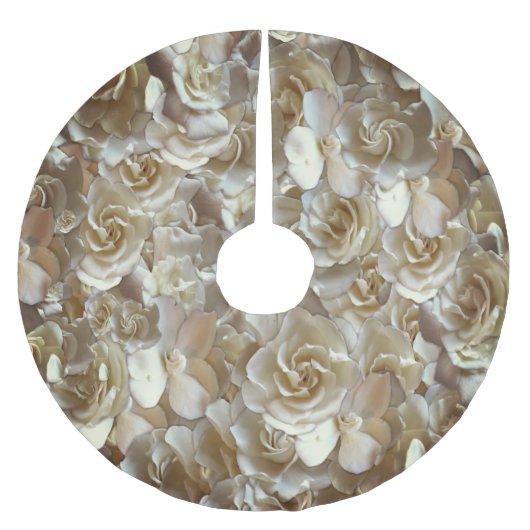 Elegant Floral Roos Petal Pattern Kerstboom Rok (Voorkant)