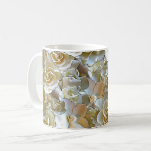 Elegant Floral Roos Petal Pattern Koffiemok (Voorkant links)