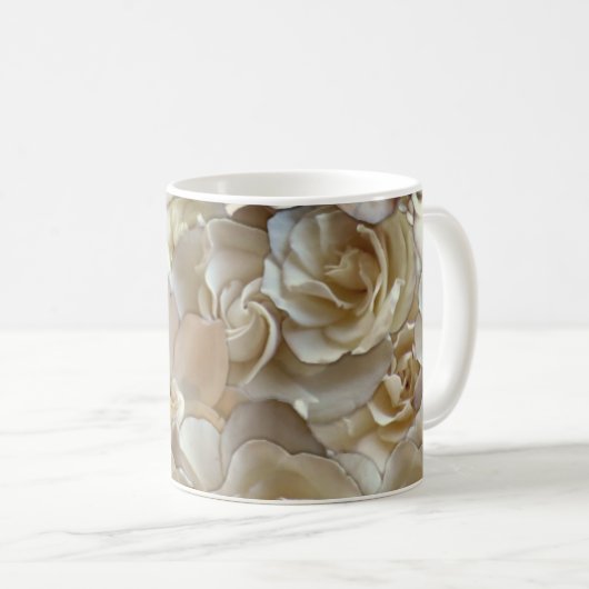 Elegant Floral Roos Petal Pattern Koffiemok (Voorkant rechts)