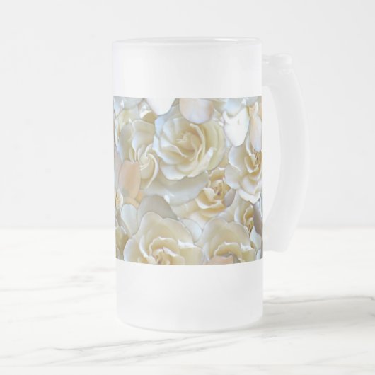 Elegant Floral Roos Petal Pattern Matglas Bierpul (Voorkant rechts)