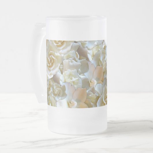Elegant Floral Roos Petal Pattern Matglas Bierpul (Voorkant links)