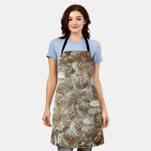 Elegant Floral Roos Petal Pattern Schort (Gedragen)