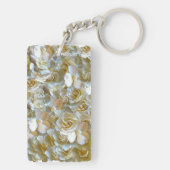 Elegant Floral Roos Petal Pattern Sleutelhanger (achterkant)