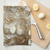 Elegant Floral Roos Petal Pattern Theedoek (Quarter Fold)