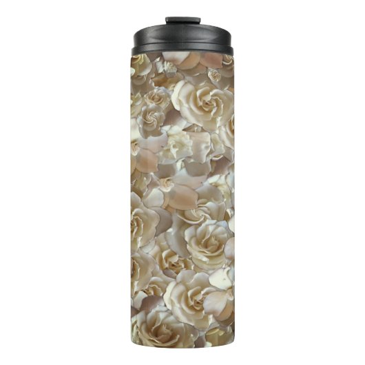 Elegant Floral Roos Petal Pattern Thermosbeker (Voorkant)