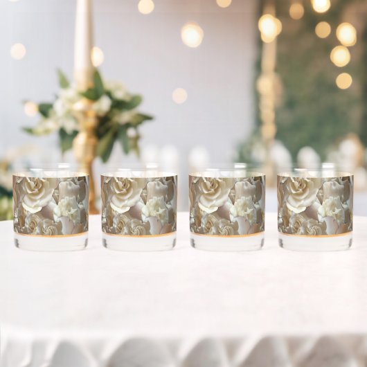 Elegant Floral Roos Petal Pattern Whisky Glas (Insitu (Huwelijk))