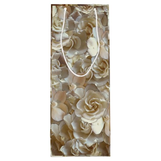 Elegant Floral Roos Petal Pattern Wijn Cadeautas (Achterkant)