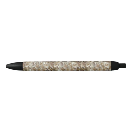 Elegant Floral Roos Petal Pattern Zwarte Inkt Pen (Voorkant)