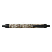 Elegant Floral Roos Petal Pattern Zwarte Inkt Pen (Achterkant)