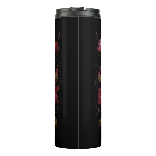 Elegant Floral Roos schedel gepersonaliseerd Thermosbeker (Achterkant)