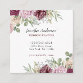 Elegant Floral Roos Wedding Event Planner Service Vierkante Visitekaartje (Voorkant)