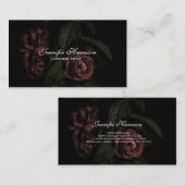 Elegant Floral Rose Bouquet Flowers op Black Visitekaartje (Voorkant / Achterkant)