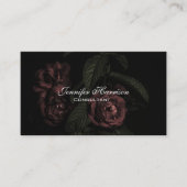 Elegant Floral Rose Bouquet Flowers op Black Visitekaartje (Voorkant)