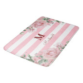Elegant Floral Rose Striped Monogram Badmat (Gekanteld)