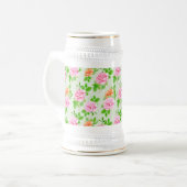 Elegant Floral Roses Green Leaves Pattern-23675 Bierpul (Voorkant links)