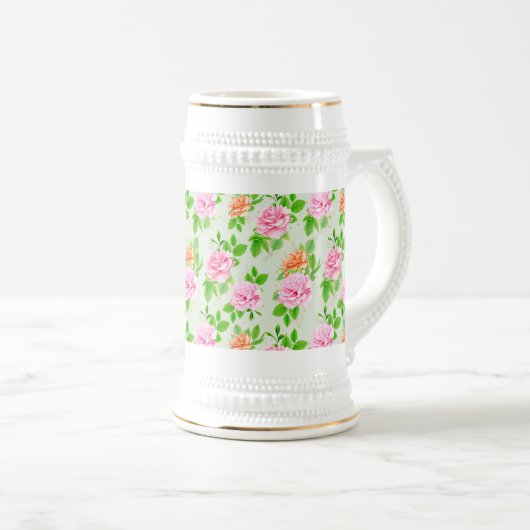 Elegant Floral Roses Green Leaves Pattern-23675 Bierpul (Voorkant rechts)