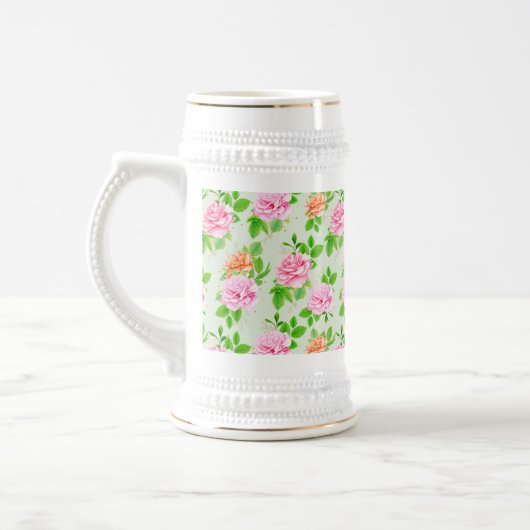 Elegant Floral Roses Green Leaves Pattern-23675 Bierpul (Links)