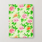 Elegant Floral Roses Green Leaves Pattern-23675 Button (Voorkant)