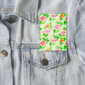 Elegant Floral Roses Green Leaves Pattern-23675 Button (Insitu)