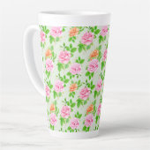 Elegant Floral Roses Green Leaves Pattern-23675 Latte Mok (Linkerhoek)
